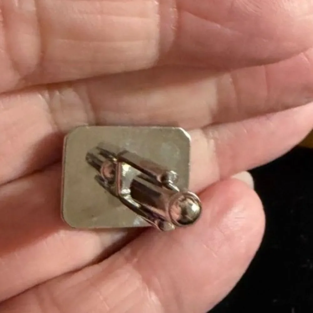 Geoffrey Beane Mens Cuff links Silver with black enamel NIB